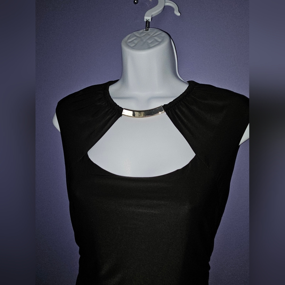 Stunning black Cache dress with gold chain detail - Picture 2 of 5